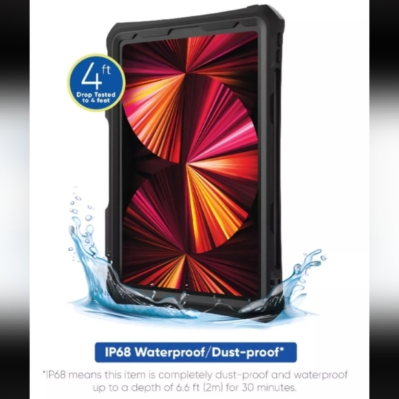 onn. Waterproof Tablet Case for iPad Pro 11" (3rd, 4th generation) - Black/Clear - Picture 5 of 7